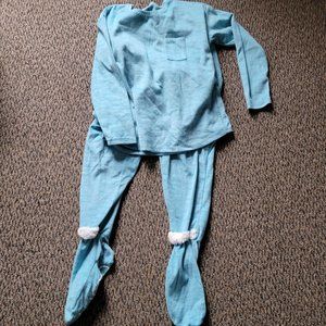 Cuddl Duds Light Blue  White  Fuzzy Footed Pajamas Size Small